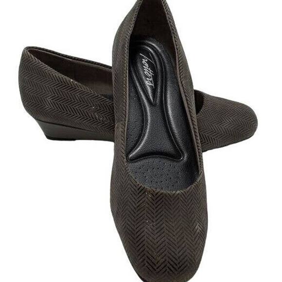 Trotters Lauren- Dark Grey Herringbone Suede Wedge 7.5W - Picture 9 of 9
